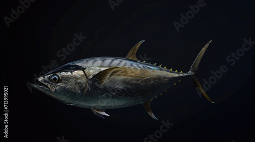 Skipjack Tuna in the solid black background
