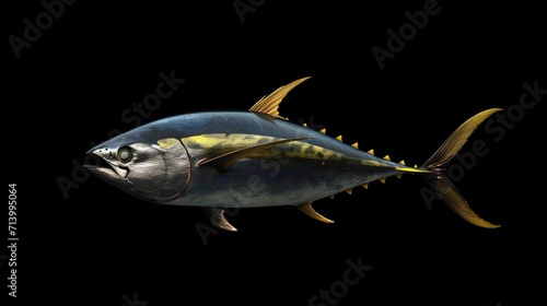 Yellowfin Tuna in the solid black background © hakule