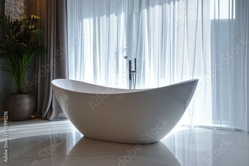 Luxury Hotel Room with Elegant Bathtub and Modern Interior