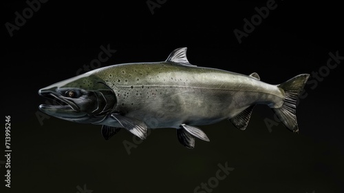 Chinook Salmon in the solid black background