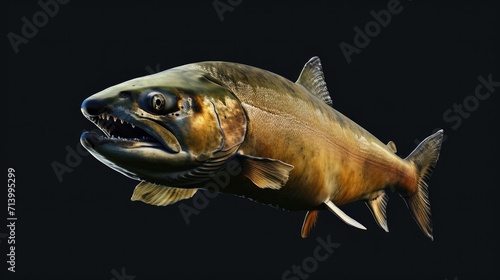 Chum Salmon in the solid black background