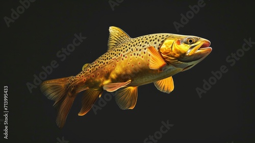 Golden Trout in the solid black background