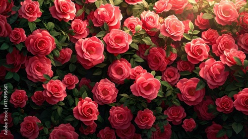Pink Roses background for valentine theme. Top View  realistic and very detailed. Valentine Background.