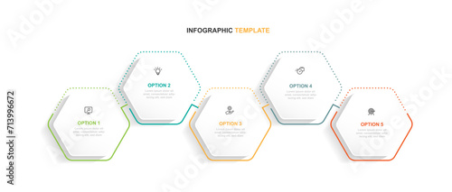 Design template infographic vector element with 5 step process or option suitable for web presentation and business information