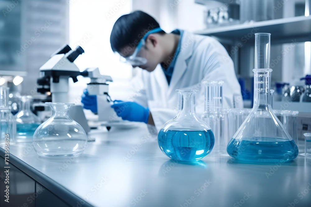 Fototapeta premium professional health care researchers working in life of medical science laboratory, technology of medicine chemistry lap experiment for hospital