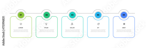 Design template infographic vector element with 5 step process or option suitable for web presentation and business information