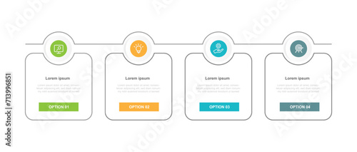 Design template infographic vector element with 4 step process or option suitable for web presentation and business information