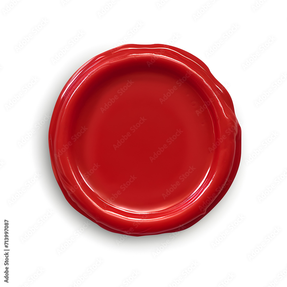 Blank red wax seal on a white background 