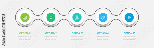 Design template infographic vector element with 5 step process or option suitable for web presentation and business information