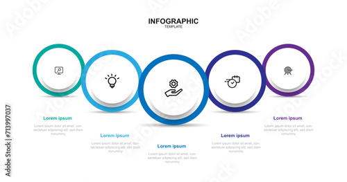 Design template infographic vector element with 5 step process or option suitable for web presentation and business information