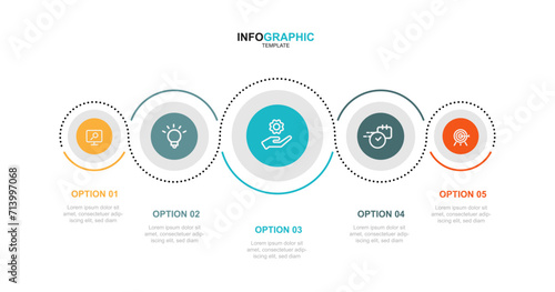 Business template infographic vector element with 5 step process or option suitable for web presentation and business information