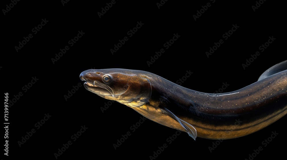 Obraz premium European Eel in the solid black background