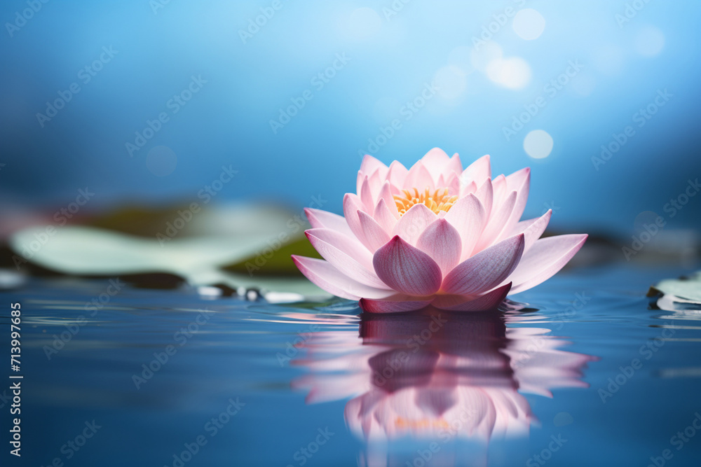 Beautiful pink lotus flower in the middle of a pond Beautiful pink lotus flower in the middle of a pond