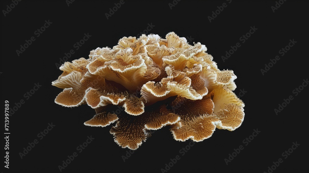 Mushroom Coral in the solid black background Mushroom Coral in the solid black background