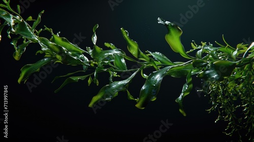 Seaweed in the solid black background