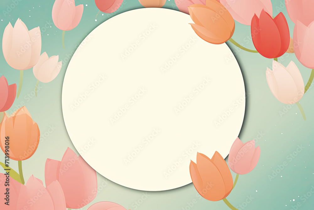 happy valentines day greeting card with tulips surrounding the circle frame happy valentines day greeting card with tulips surrounding the circle frame