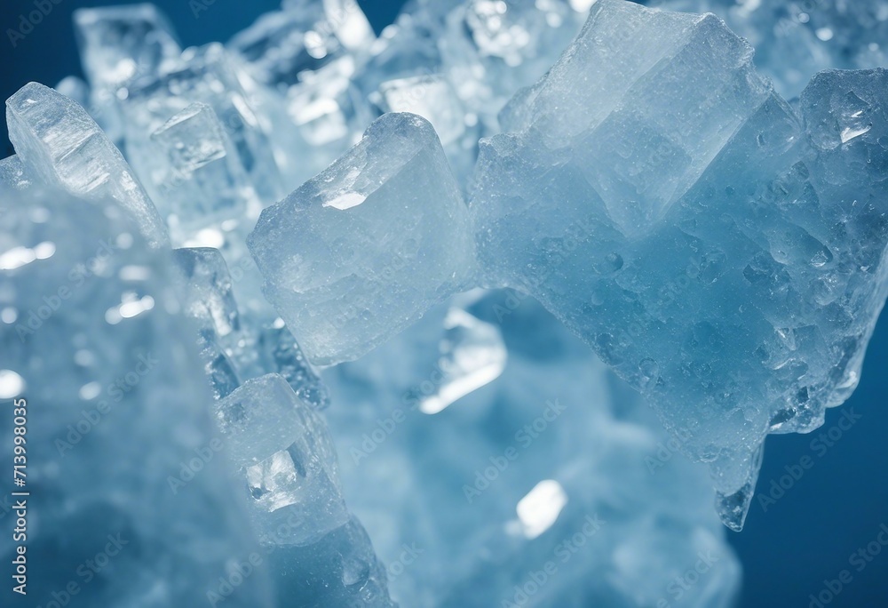 Ice texture background The textured cold frosty surface of ice block on blue background Ice texture background The textured cold frosty surface of ice block on blue background