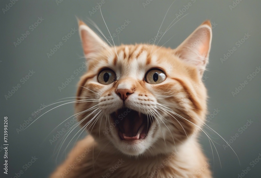 Portrait of a funny surprised cat closeup Cute cat in jump isolated on transparent background Portrait of a funny surprised cat closeup Cute cat in jump isolated on transparent background