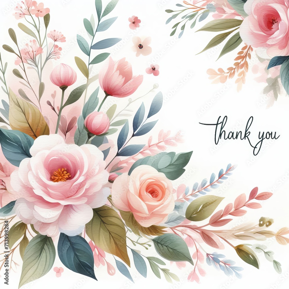 A invitation thank you floral frame background, Generative Ai A invitation thank you floral frame background, Generative Ai