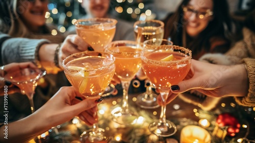 Celebratory Toast with Sparkling Cocktails at Festive Event