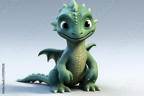 Cute green baby dragon symbol of the 2024 new year on the white background © Ivanna