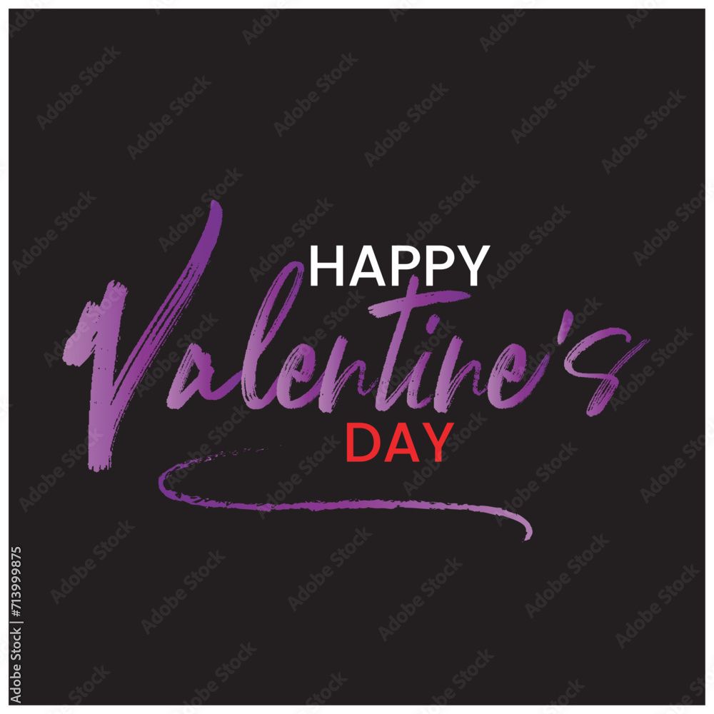 Happy Valentine's Day typography with handwritten calligraphy text, isolated vector design 