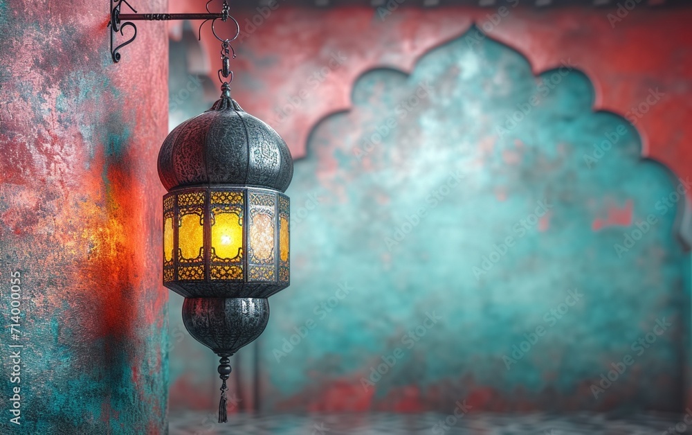 Fotografie Ramadan background with a lantern, Happy Ramzan concept, Ramdan