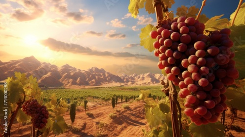 Beautiful vineyard on desert grapes beautiful image Ai generated art photo
