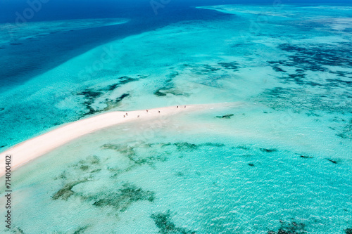 Obraz na płótnie Aerial view of safari blue sandbank in Zanzibar. w salonie