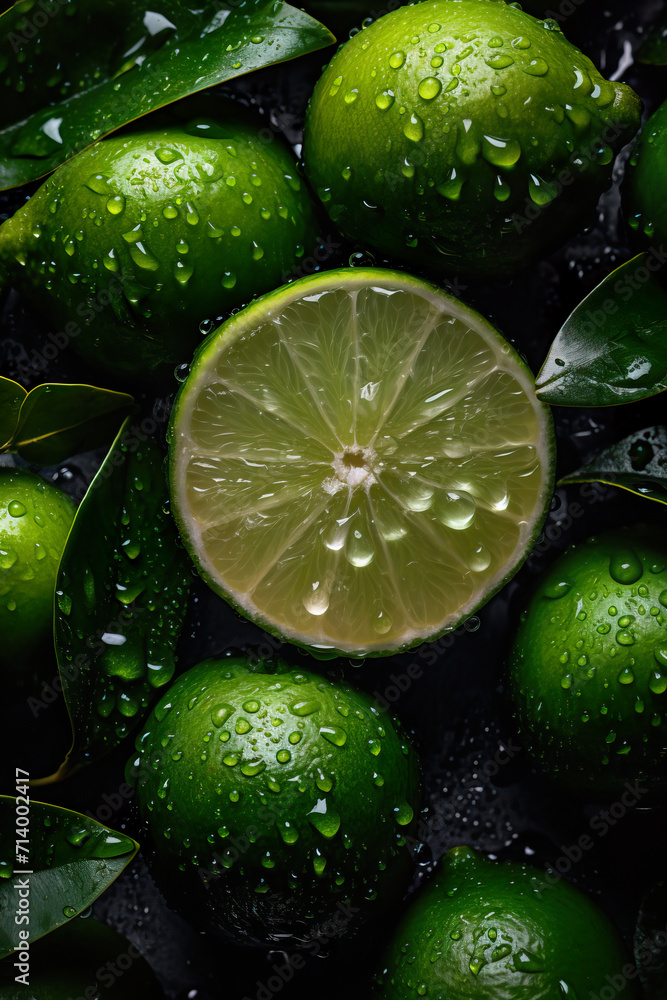 Lime with droplets of water Lime with droplets of water