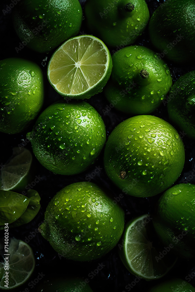 Lime with droplets of water