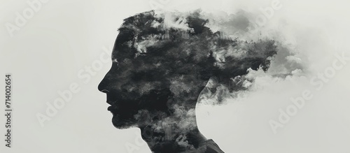 Silhouette of head with troubled mind, Mental well-being
