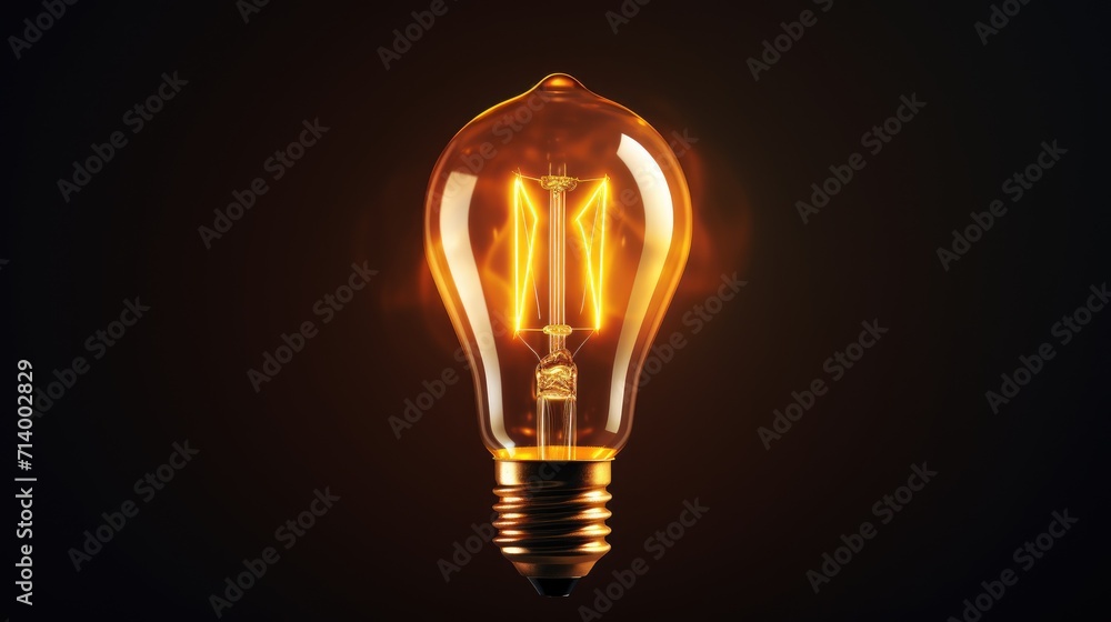 An electric light bulb on a dark background. An electric light bulb on a dark background.