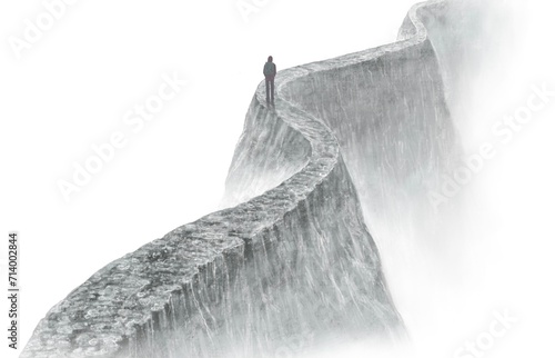 Billede på lærred Man alone on the surreal road