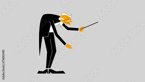 Cartoon Animation of an orchestra Conductor with a pointer stick photo