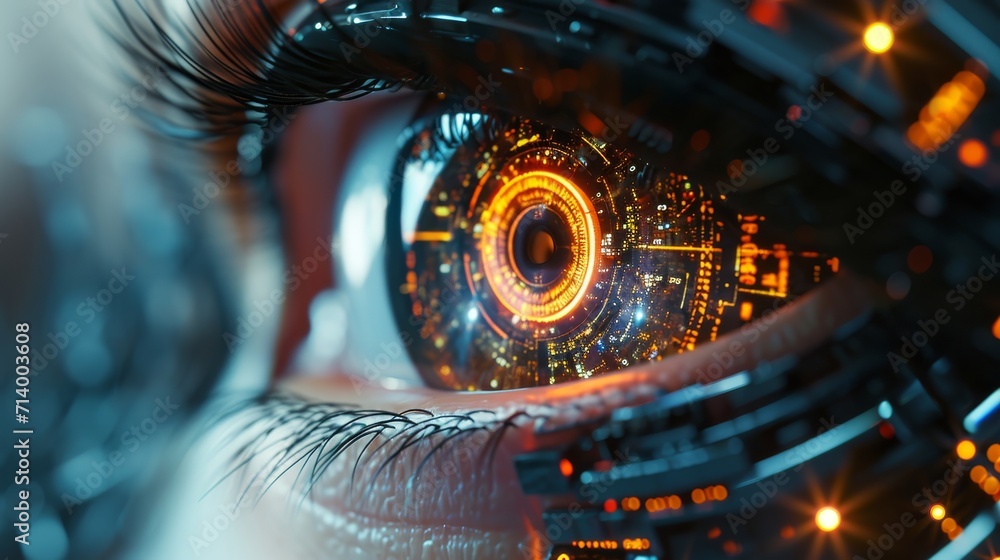 Robotic or Bionic Eye with Advanced Circuitry, Electronic Security Concept Robotic or Bionic Eye with Advanced Circuitry, Electronic Security Concept