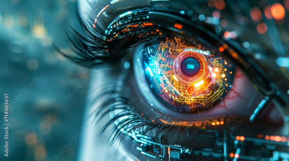 Robotic or Bionic Eye with Advanced Circuitry, Electronic Security Concept Robotic or Bionic Eye with Advanced Circuitry, Electronic Security Concept