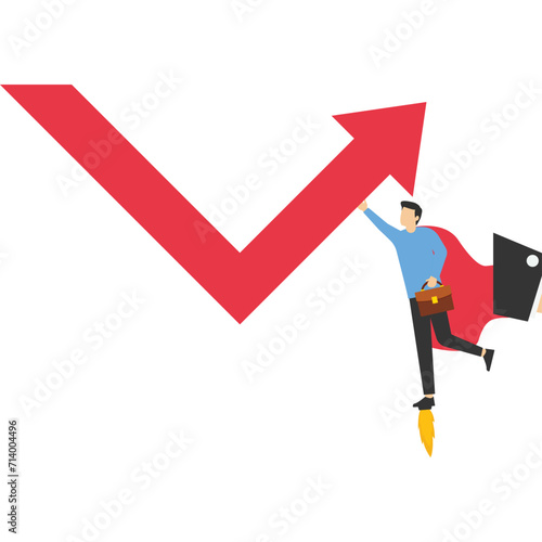 Leader graphs grow forward, Vector illustration in flat style

