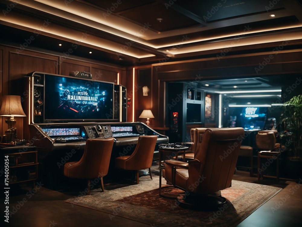 interior of a gaming room design. interior of a gaming room design.