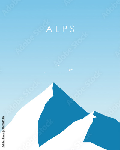 Mountains  winter landscape. Banner design  postcard  poster design