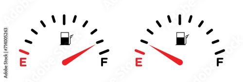 Fuel Level Gauge Line Icon. Auto Gas Meter Icon in Black and White Color. photo