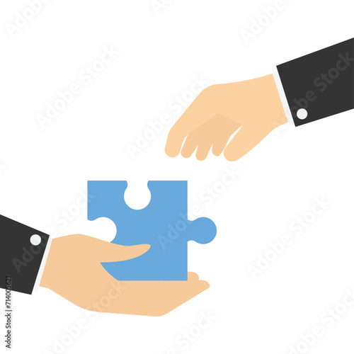 Mutually beneficial cooperation jigsaw, Vector illustration in flat style

