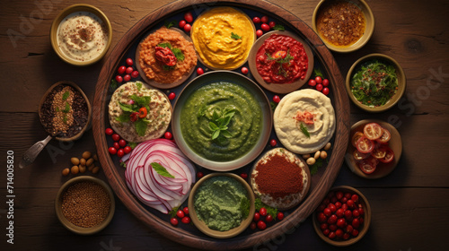 A platter of traditional Mediterranean dishes  like hummus  falafel  and tabbouleh  commonly eaten during Ramadhan