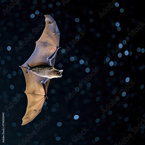 Stealthy Bat Flying in the Night Sky