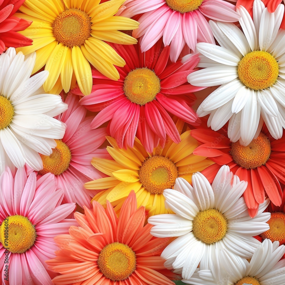 Cheerful Daisy Blossom: A Beautiful Collection of Colorful Blooms in a Vibrant Spring Garden Setting Cheerful Daisy Blossom: A Beautiful Collection of Colorful Blooms in a Vibrant Spring Garden Setting