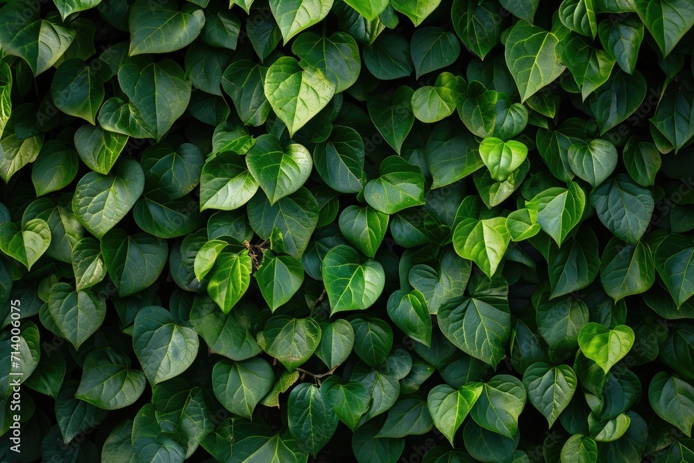 Nature's Canvas: Vibrant Green Wall Texture with Leaves Background Nature's Canvas: Vibrant Green Wall Texture with Leaves Background