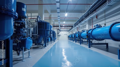 Purification System: Industrial Water Filtration and Distribution Plant