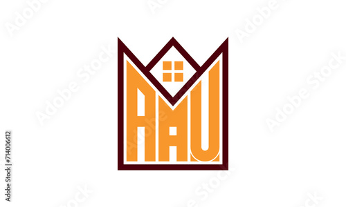 AAU initial letter real estate builders logo design vector. construction ,housing, home marker, property, building, apartment, flat, compartment, business, corporate, house rent, rental, commercial  photo