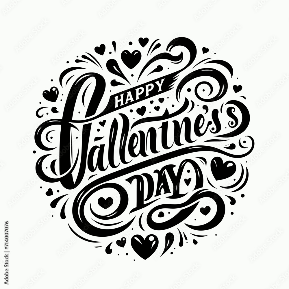 valentines day calligraphy vector 