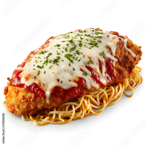 Chicken parmesan isolated on white background, photo, png
